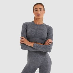 Ellesse Clothing Dark Grey Marl Women Vamp LS Cropped Tee D64X201