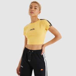 Ellesse Clothing Yellow Women Latus Cropped T-Shirt D64X208